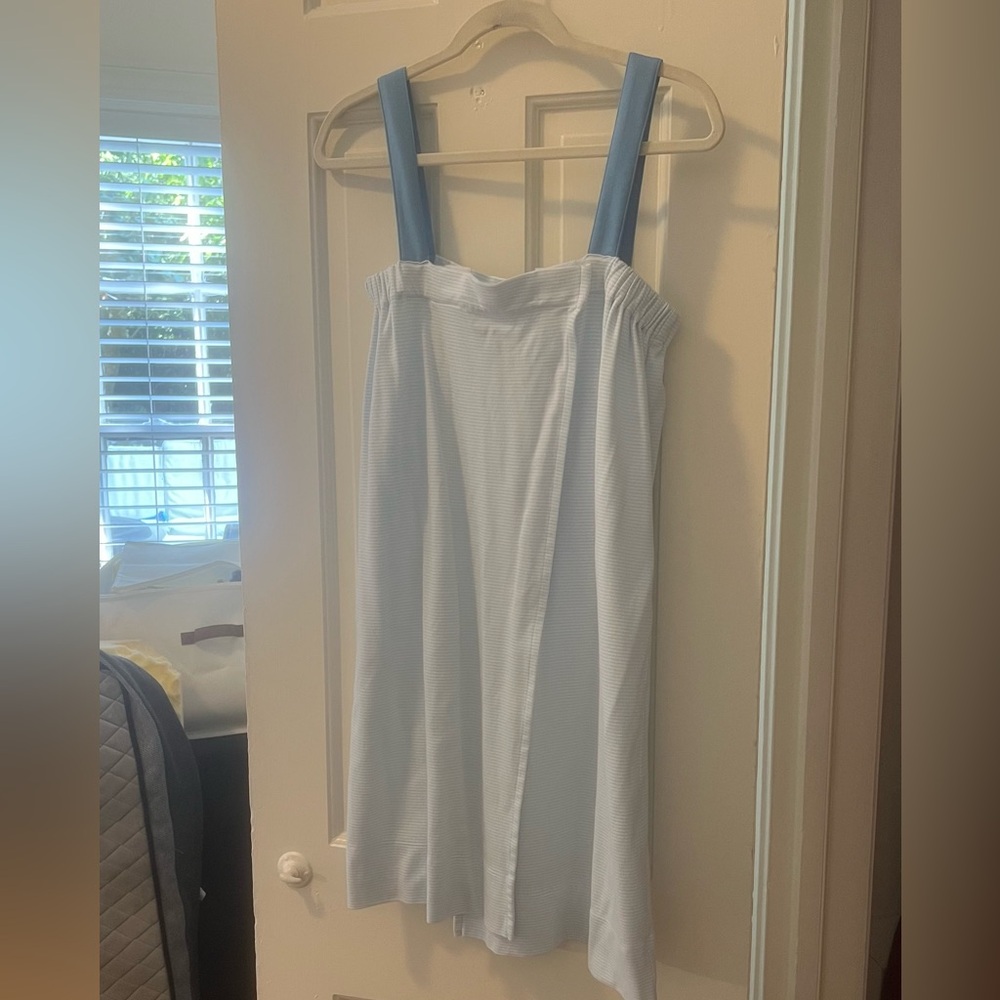 Lake Pajama Blue Pin-Striped Pima Bath Wrap